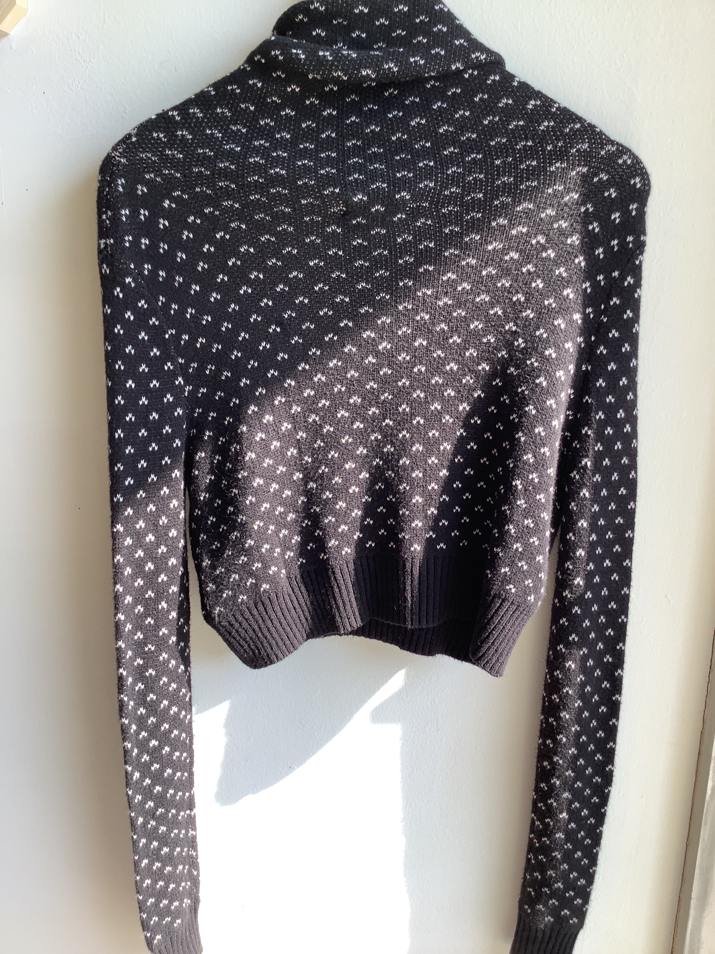 BDG Black & White patterned crop Turtleneck Sweater
