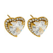 Boucles d'oreilles en forme de cœur en or BANRAK, serties de moissanite et de zircone (CZ) scintillantes.