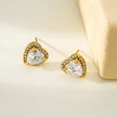 Boucles d'oreilles en forme de cœur en or BANRAK, serties de moissanite et de zircone (CZ) scintillantes.