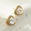 Boucles d'oreilles en forme de cœur en or BANRAK, serties de moissanite et de zircone (CZ) scintillantes.