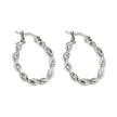 BARBARA Silver (White Gold): Contrast Textured Twisted Rope Hoop Earrings