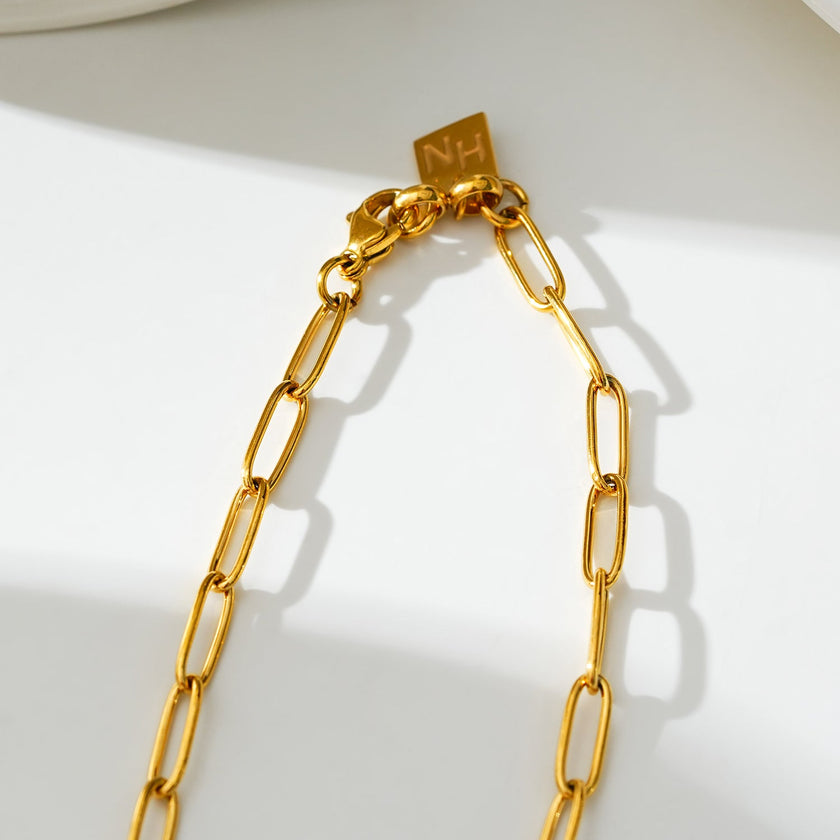 BARBICAN: Essential Gold Chain Link Paper-Clip Necklace - 22