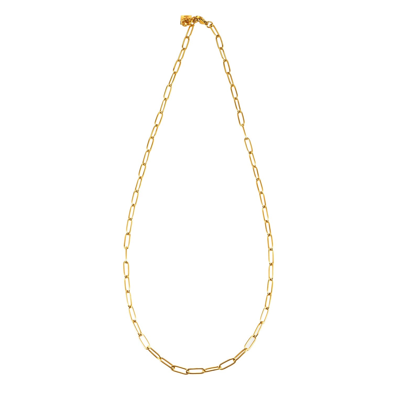 BARBICAN: Essential Gold Chain Link Paper-Clip Necklace - 22