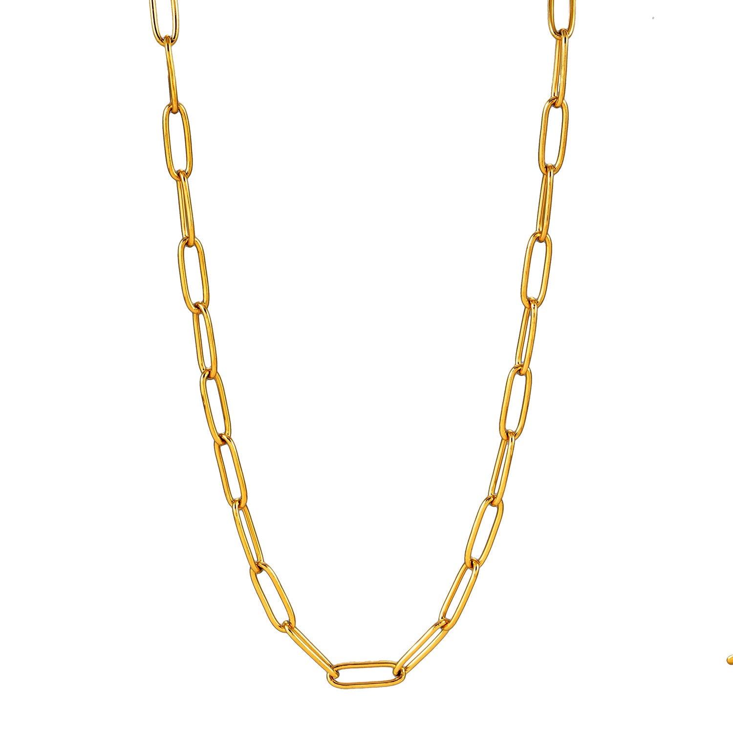 BARBICAN: Essential Gold Chain Link Paper-Clip Necklace - 22