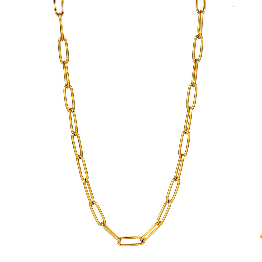 BARBICAN: Essential Gold Chain Link Paper-Clip Necklace - 22