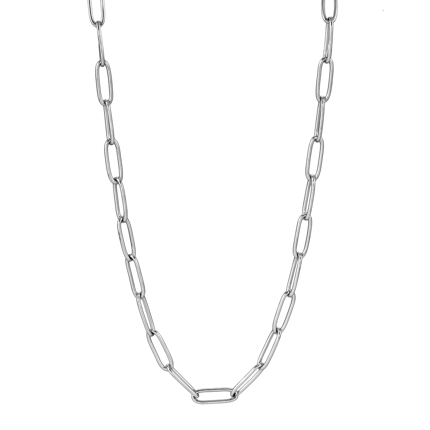 Style BARNSBURY : Collier en chaîne à maillons argentés, style agrafe - 56 cm (22 pouces)