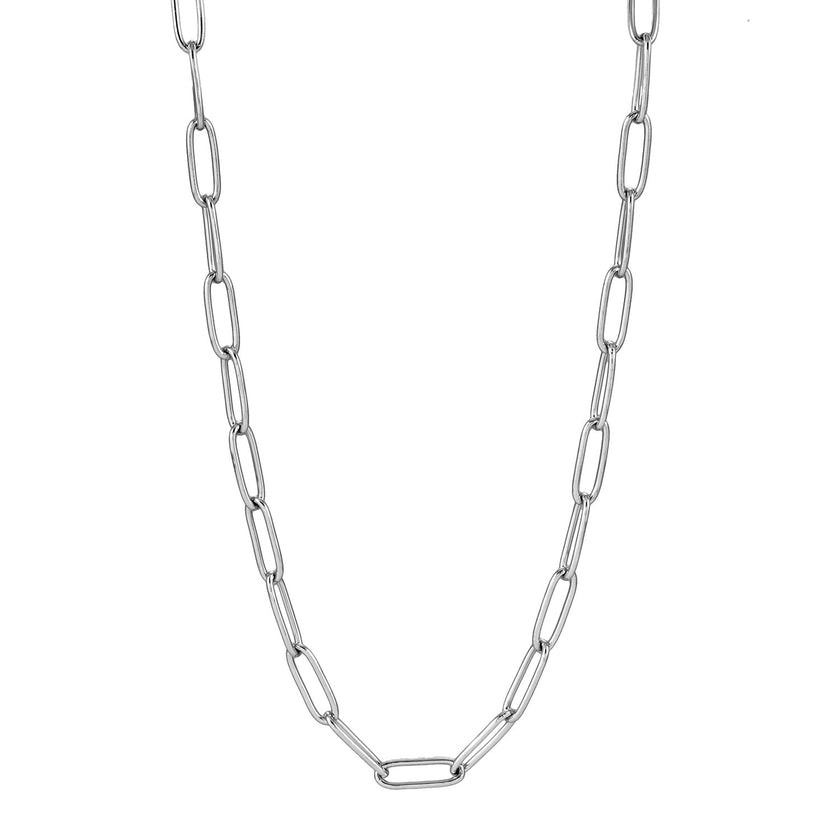 Style BARNSBURY : Collier en chaîne à maillons argentés, style agrafe - 56 cm (22 pouces)