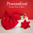 Holiday Spirit Engraved Bow Dog Collar | Christmas Name Collar