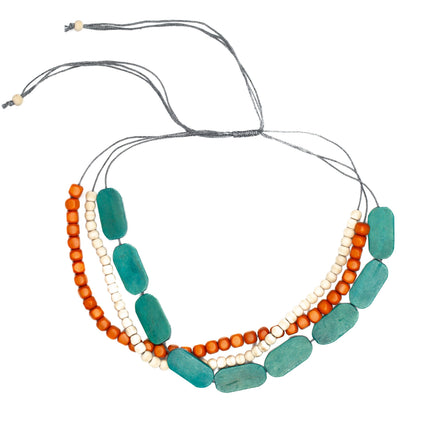 3 Strand Wooden Bead Necklace