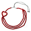 Triple Strand Coconut Bead & Wooden Heart Necklace