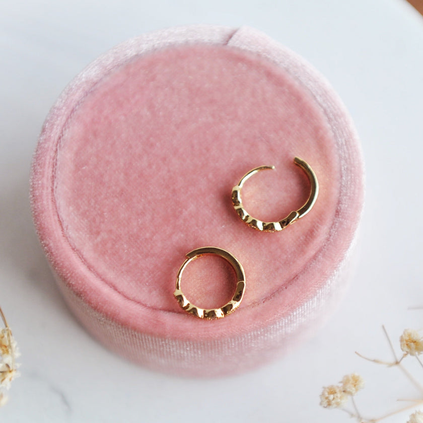 LACEY Gorgeous Lace Design Huggie Hoops