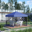 Outsunny 10' x 10' Pop-Up Party Tent Outdoor Canopy Tent with Mesh Sidewalls, 3-Level Adjustable Height, Roller Bag, Blue