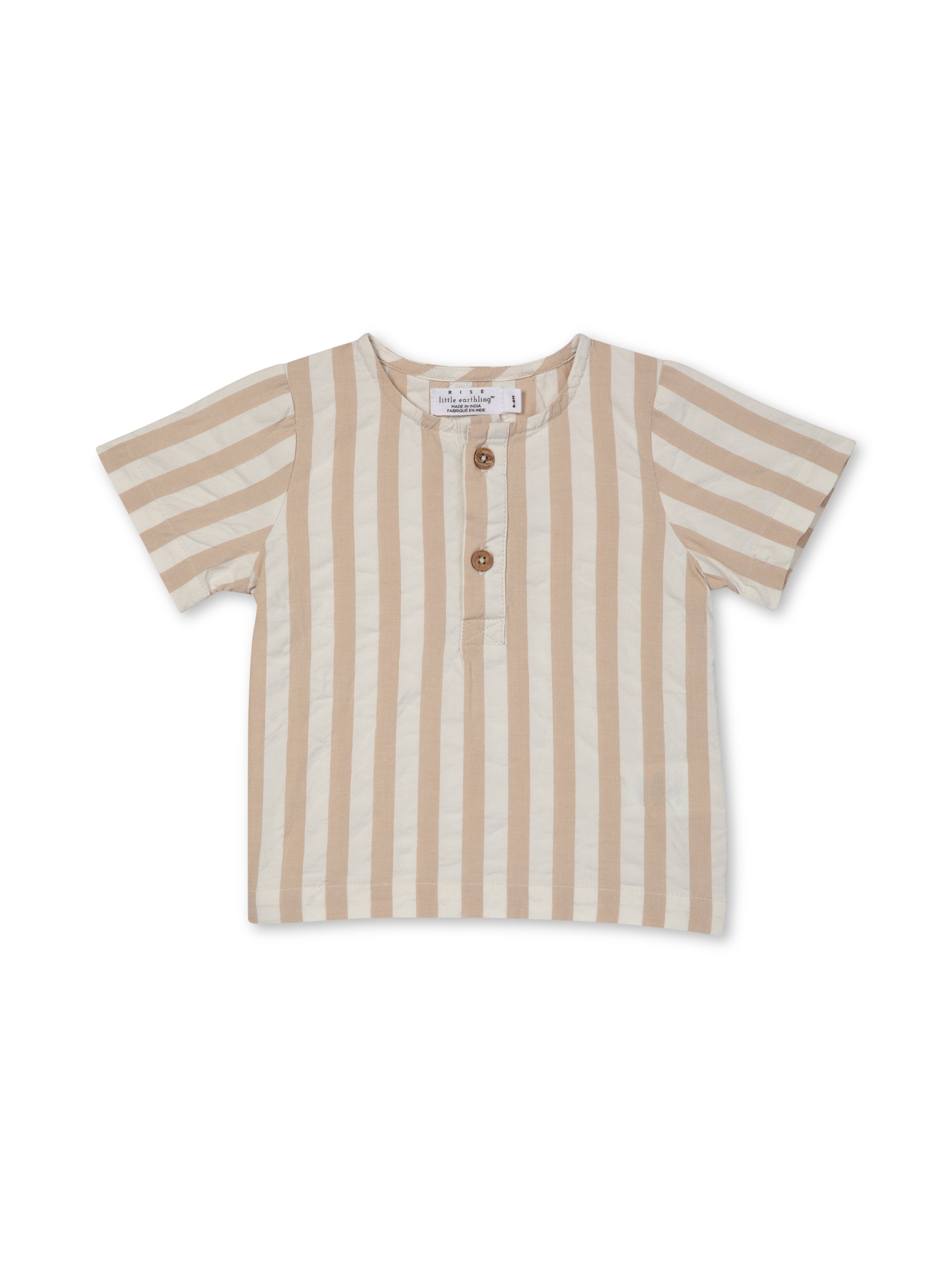 Woven Shirt Placket Set | Tan Stripe | Rise Little Earthlings