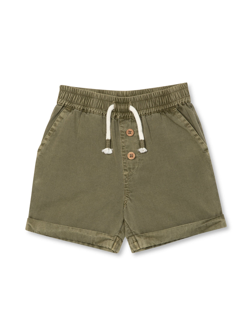 Woven Short | Olive | Rise Little Earthlings