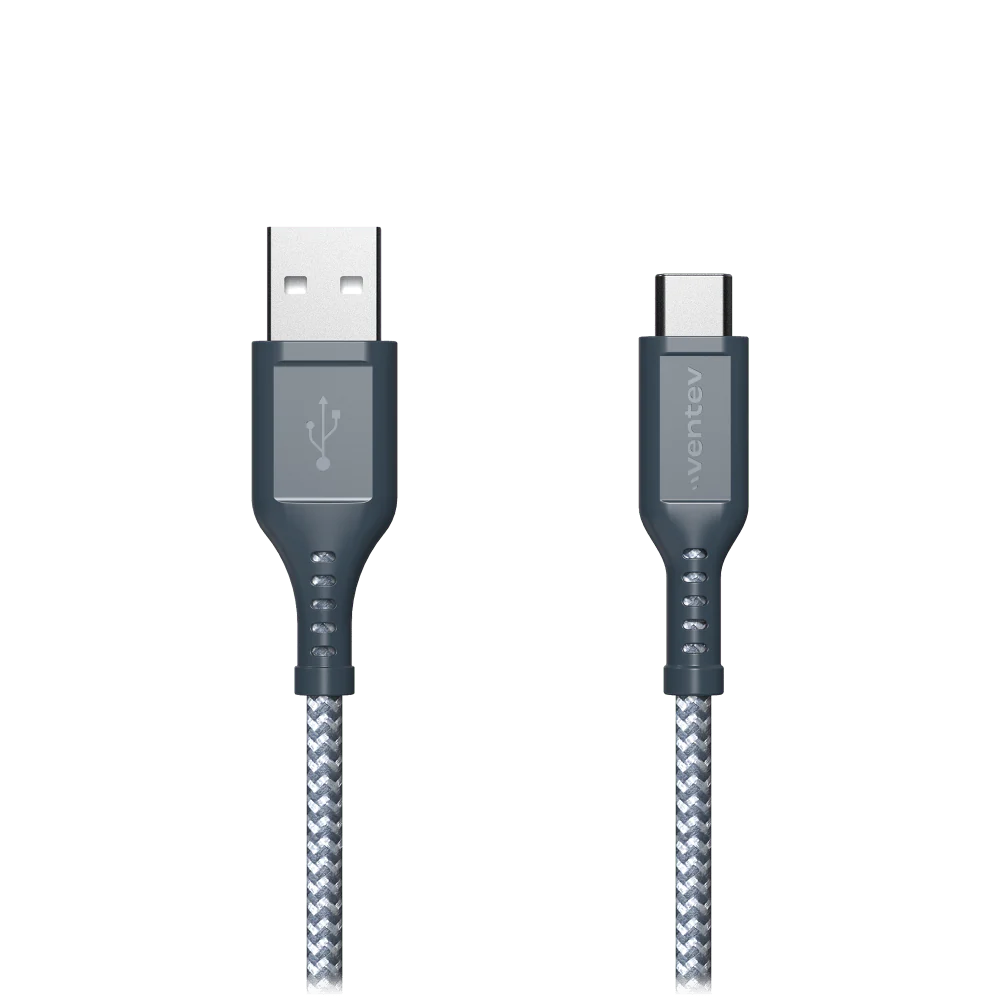 Ventev - Charge & Sync USB-C to USB-A Cable 2x the copper for faster charging 6ft - Gray