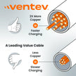 Ventev - Charge & Sync USB-C to USB-A Cable 2x the copper for faster charging 6ft - Gray