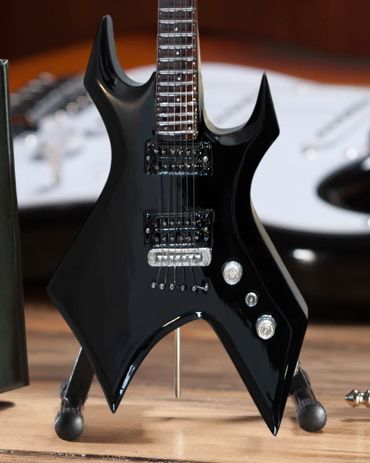 B.C. Rich Warlock Classic Black Miniature Guitar Replica - WIDOW HEADSTOCK