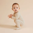 Organic Stripe Rib Zipsuit with Feet | Oatmeal | Wilson + Frenchy