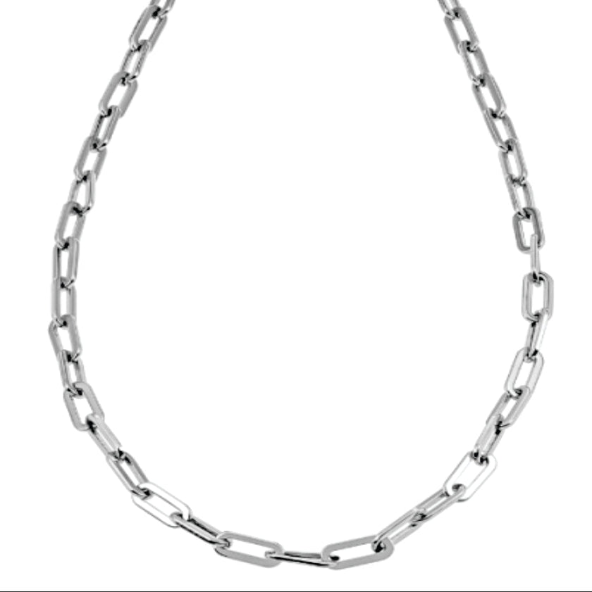 Style BECKENHAM : Collier en chaîne à maillons argentés contemporains - 56 cm (22 pouces)