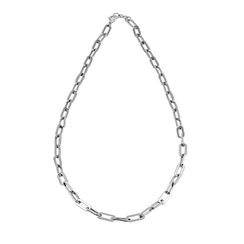 Style BECKENHAM : Collier en chaîne à maillons argentés contemporains - 56 cm (22 pouces)