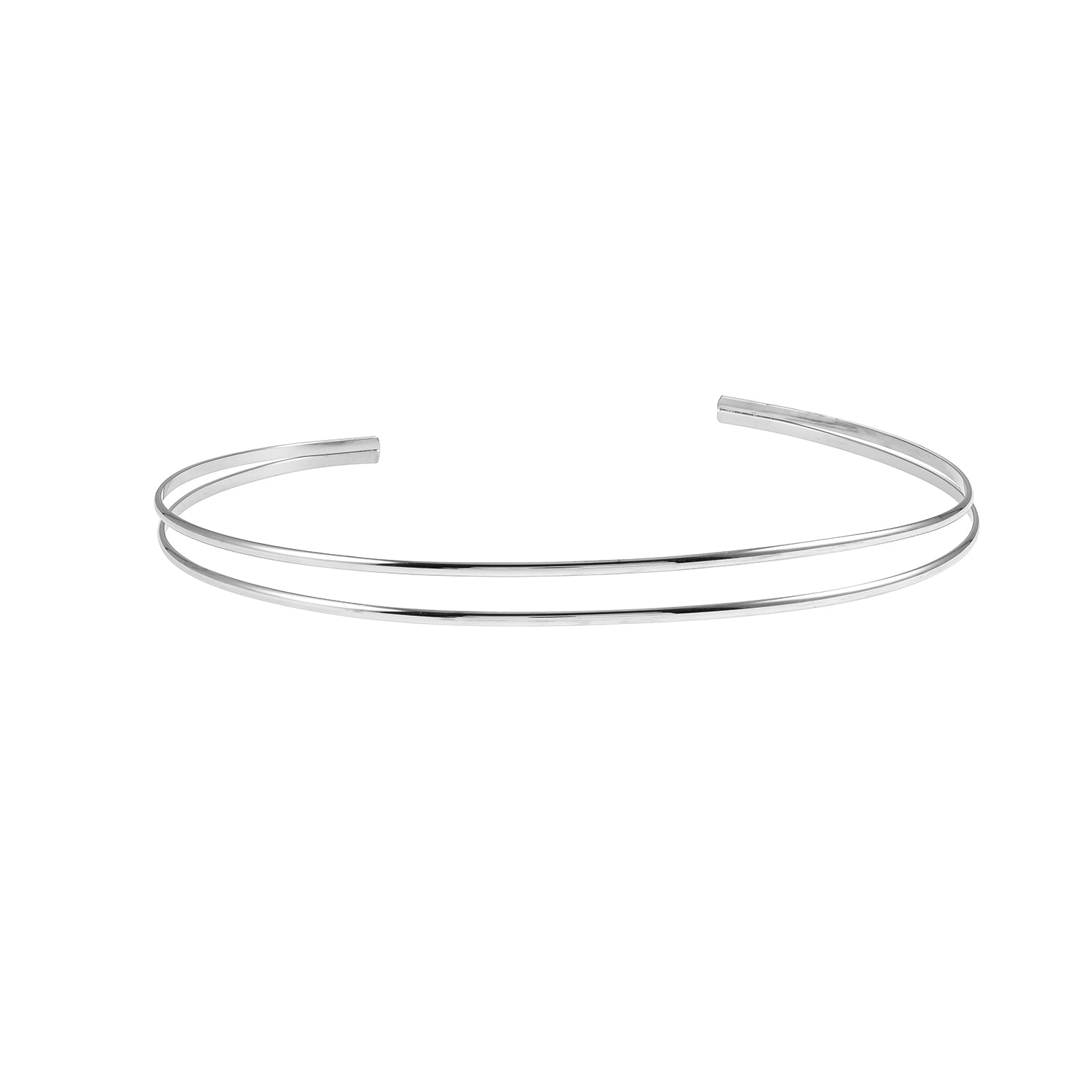 BETHANIE Argent (Or Blanc) : Collier Choker à Double Bande.