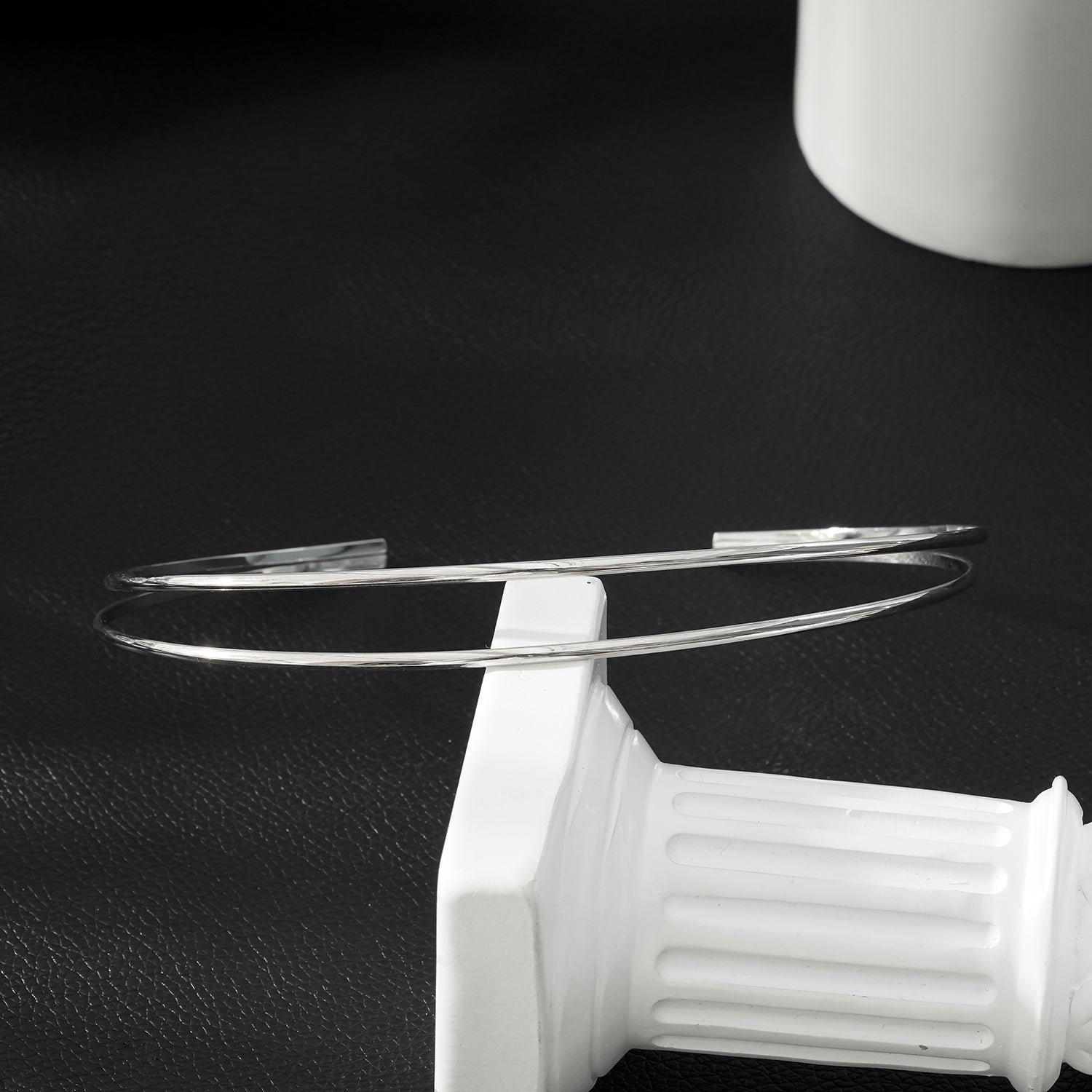 BETHANIE Argent (Or Blanc) : Collier Choker à Double Bande.