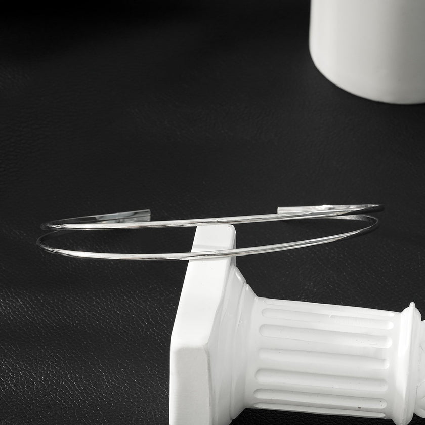 BETHANIE Argent (Or Blanc) : Collier Choker à Double Bande.