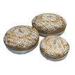 White Round Henna Rattan Box