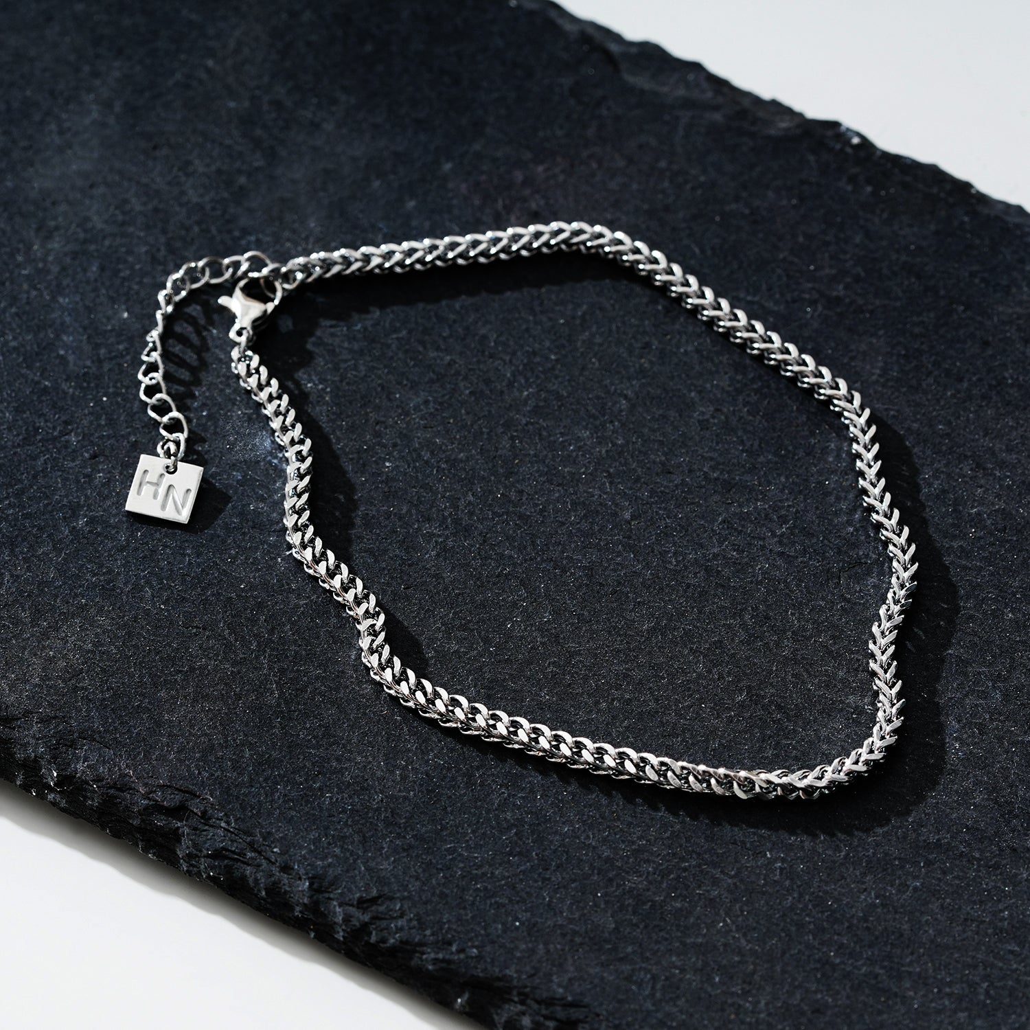 BILLIE LG Silver (White Gold): Cuban Link Chain Anklet