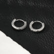 BISHO Silver (White Gold): Sparkling Rows of Pavé Zirconia on Classic Mini Hoop Earrings