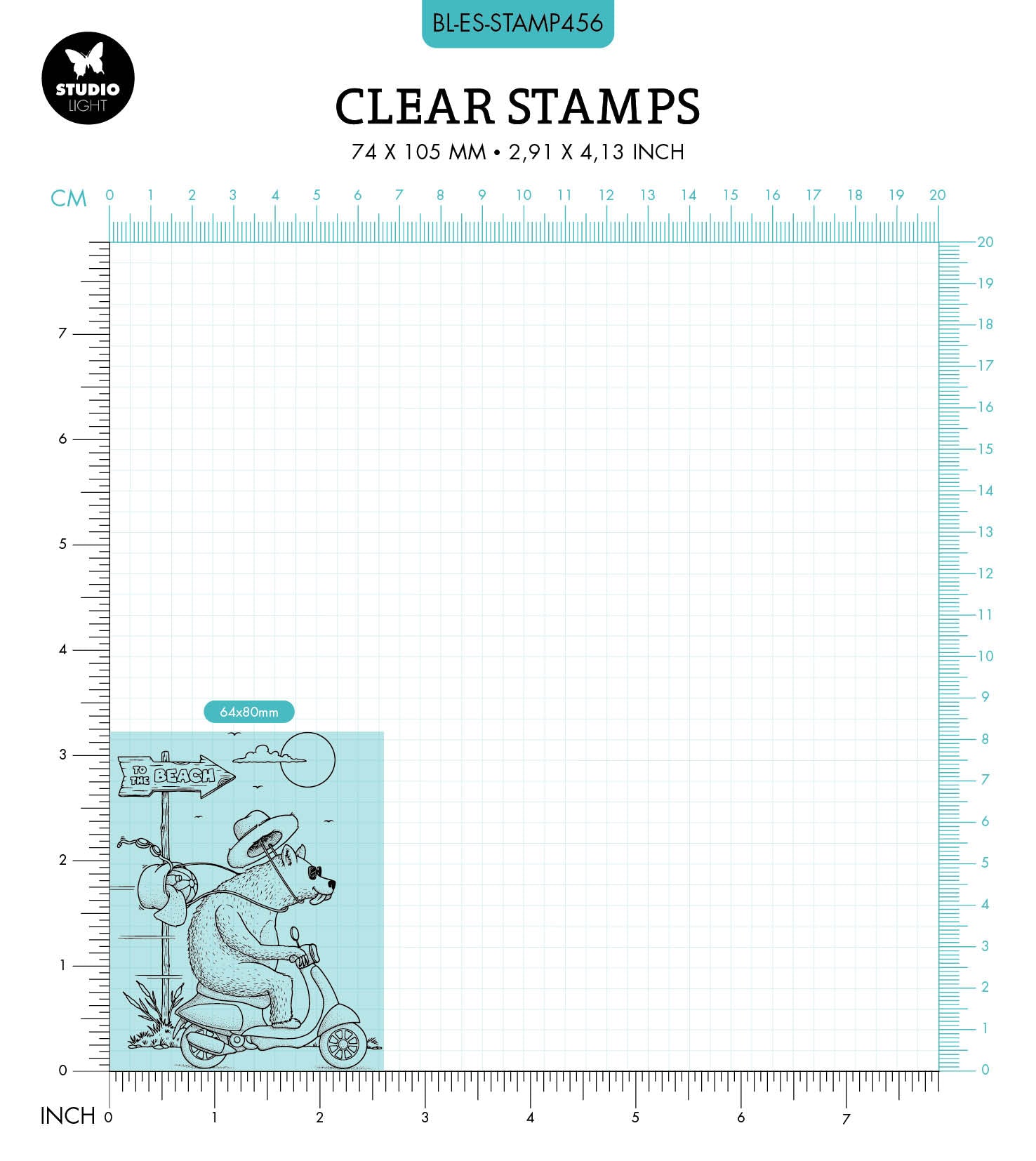 BL Clear Stamp To The Beach By Laurens 80x64x3mm 1 PC nr.456