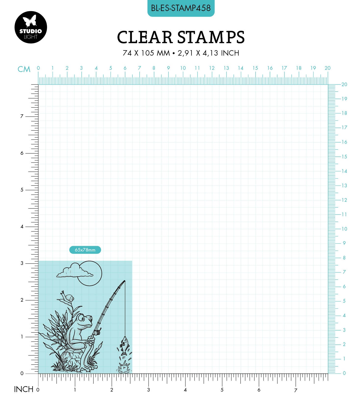 BL Clear Stamp Fishing Frog By Laurens 79x65x3mm 1 PC nr.458