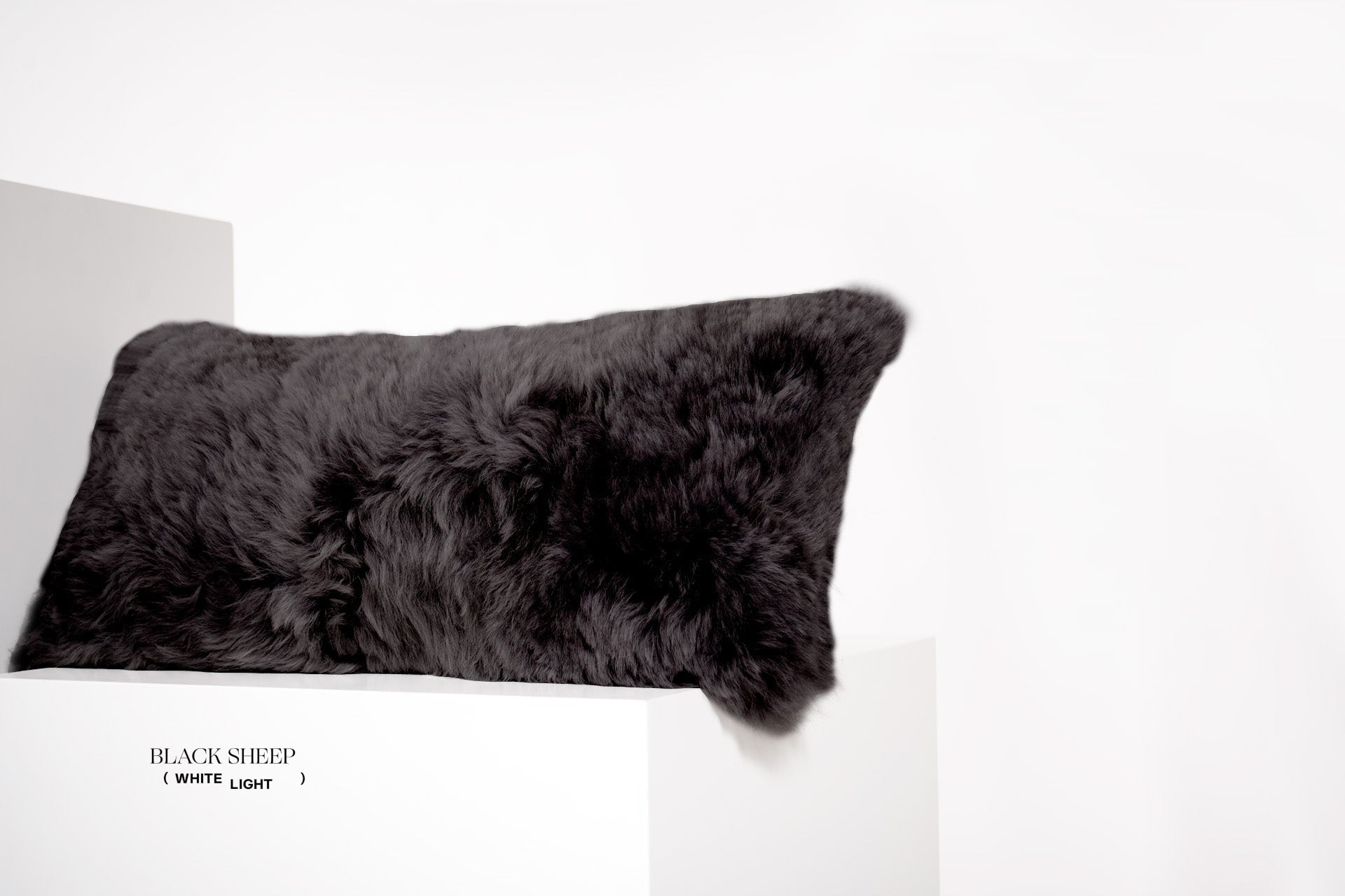 Rectangular Shorn Black Icelandic Sheepskin Pillow Cover