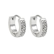 BLOUBERG White Gold (Silver Toned): Double Row Pavé Zirconia (CZ) Mini Hoop Earrings