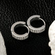 BLOUBERG White Gold (Silver Toned): Double Row Pavé Zirconia (CZ) Mini Hoop Earrings
