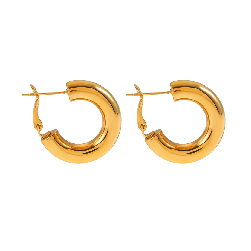 BLYDE Gold : Boucles d'oreilles mini-cercles semi-larges (2,5 cm)