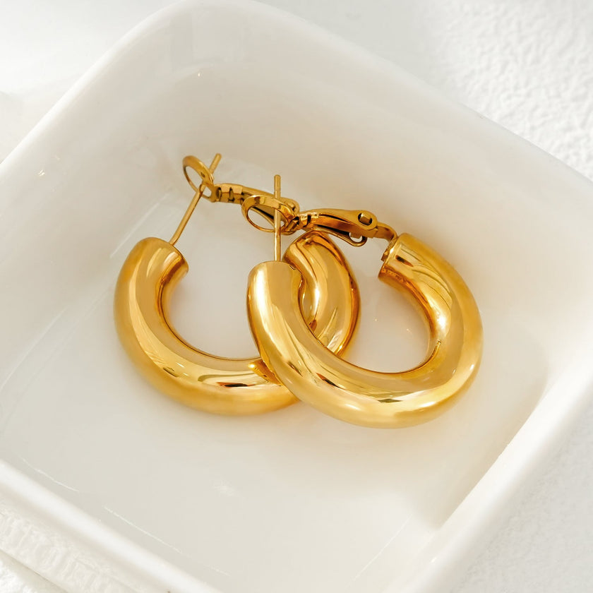 BLYDE Gold : Boucles d'oreilles mini-cercles semi-larges (2,5 cm)
