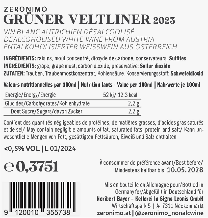 Zeronimo - Grüner Veltliner - 1/2 bottle