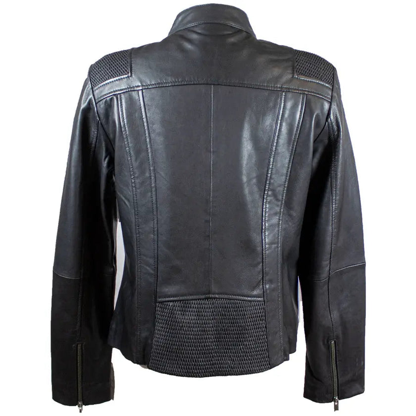 BOL Women's Basket Weave Accent Leather Jacket