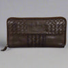 MET Women's Basket Weave Zip-Around Clutch Wallet