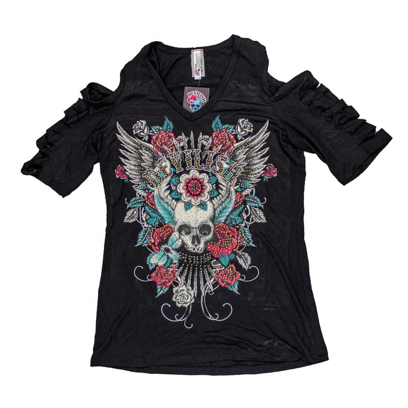 BOL Women's Devilish Open Shoulder Top