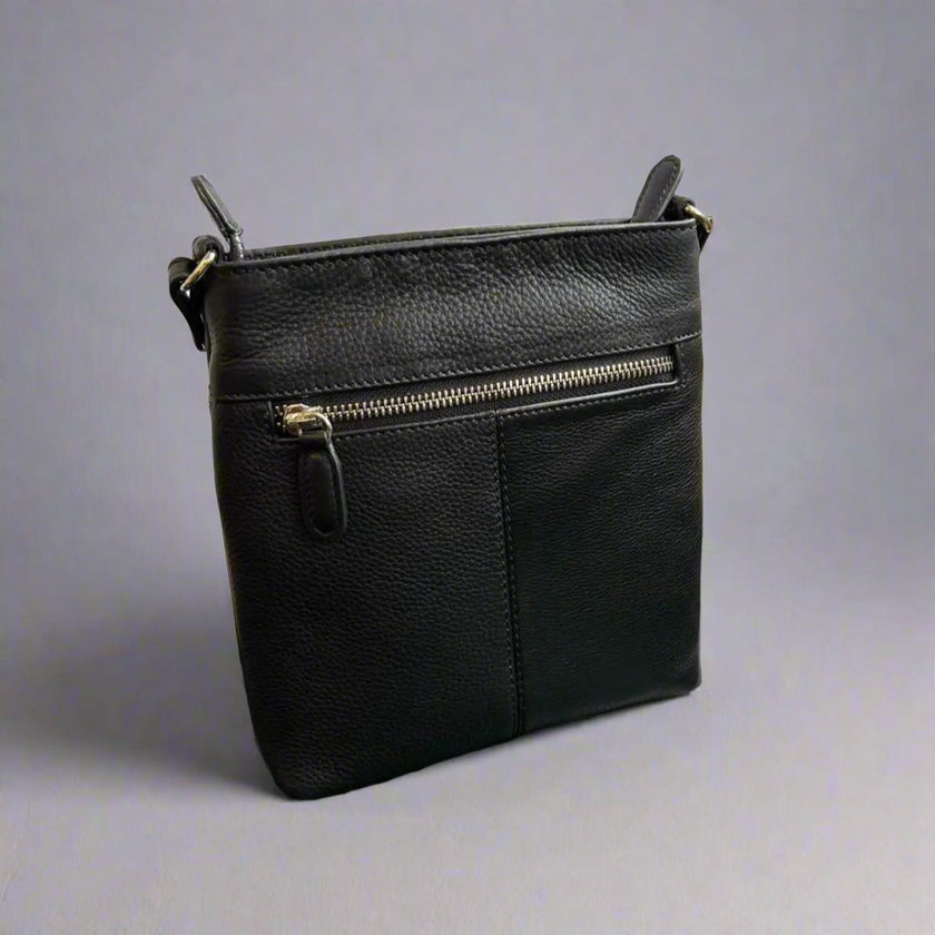 MET Women's Leather 3 Pocket Crossbody Bag