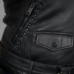 BOL Women’s Nova Leather Moto Jacket. Shadow Chrome Studded Biker Jacket with Waist Belt