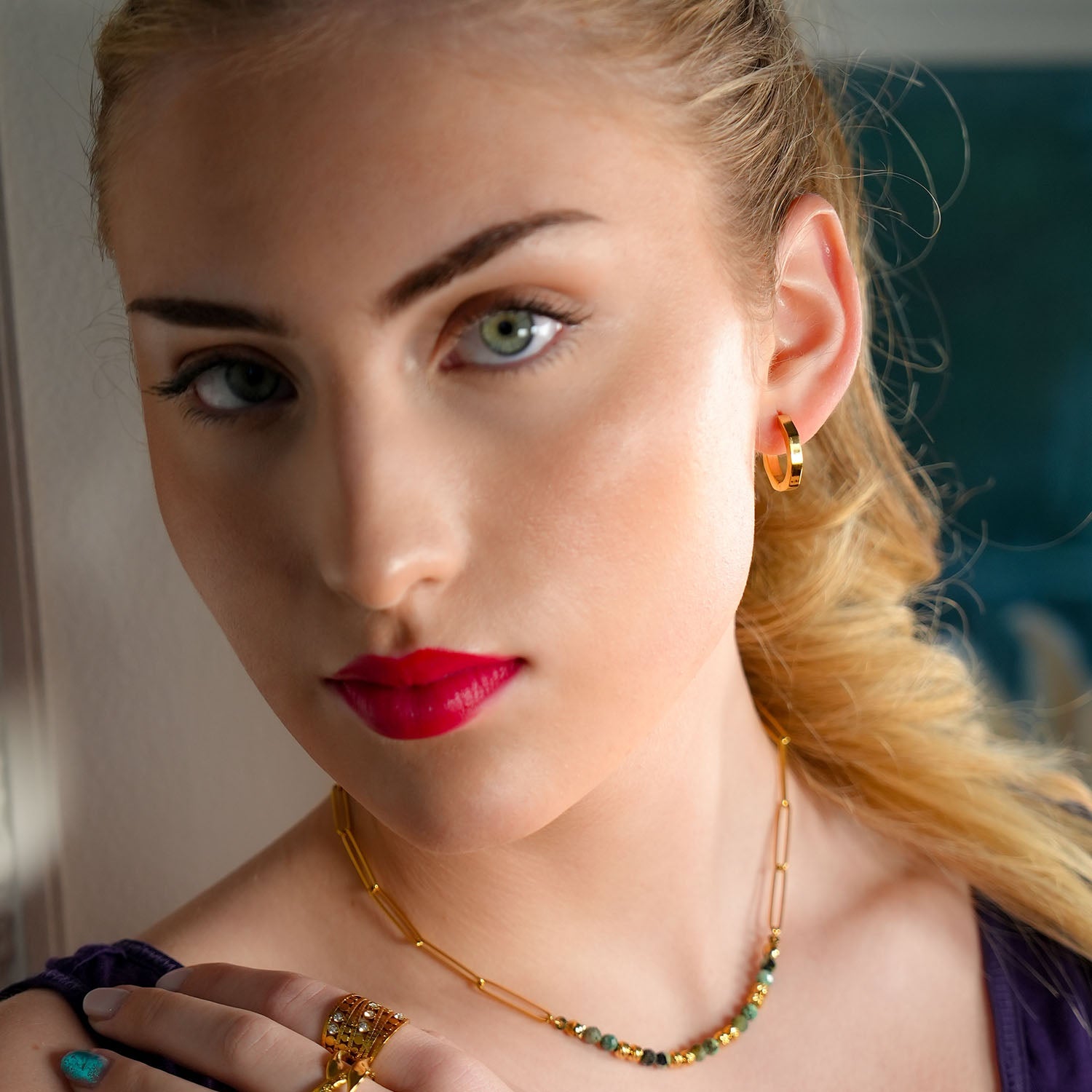 BOLZANO Gold : Boucles d'oreilles créoles hexagonales contemporaines