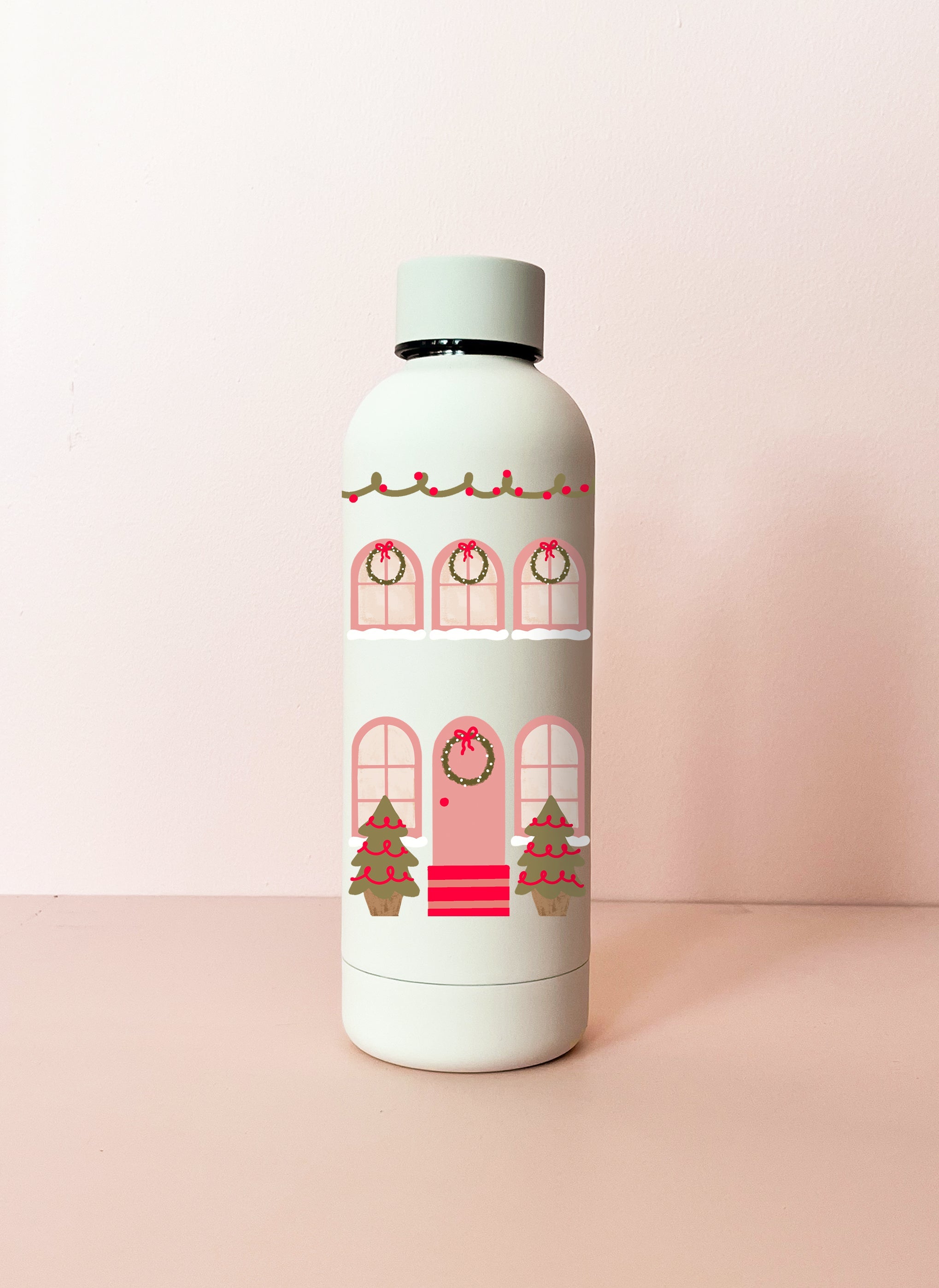 Bouteille en acier inox 17oz - crème Façade festive