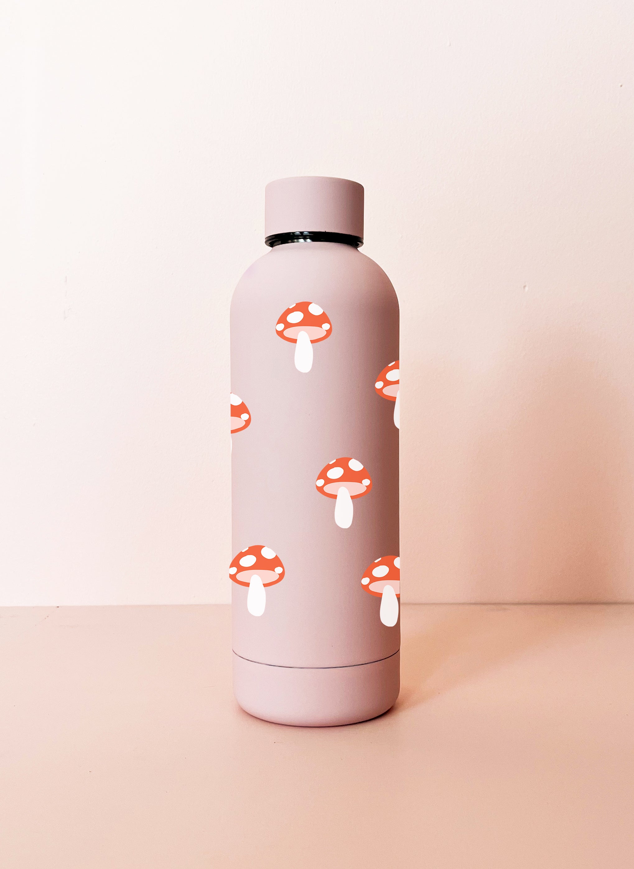 Bouteille en acier inox 17oz - rose Mini champignons
