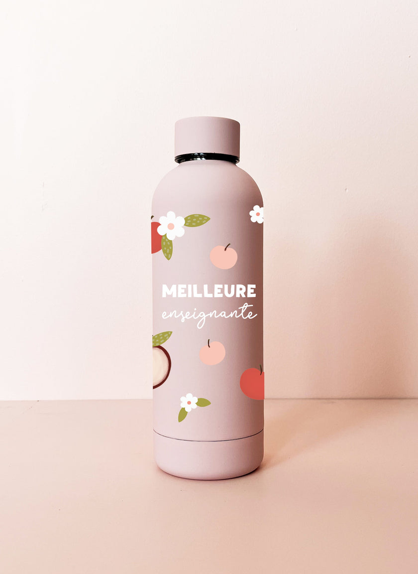 Bouteille isotherme 17oz - rose pâle Meilleure enseignante - pommes