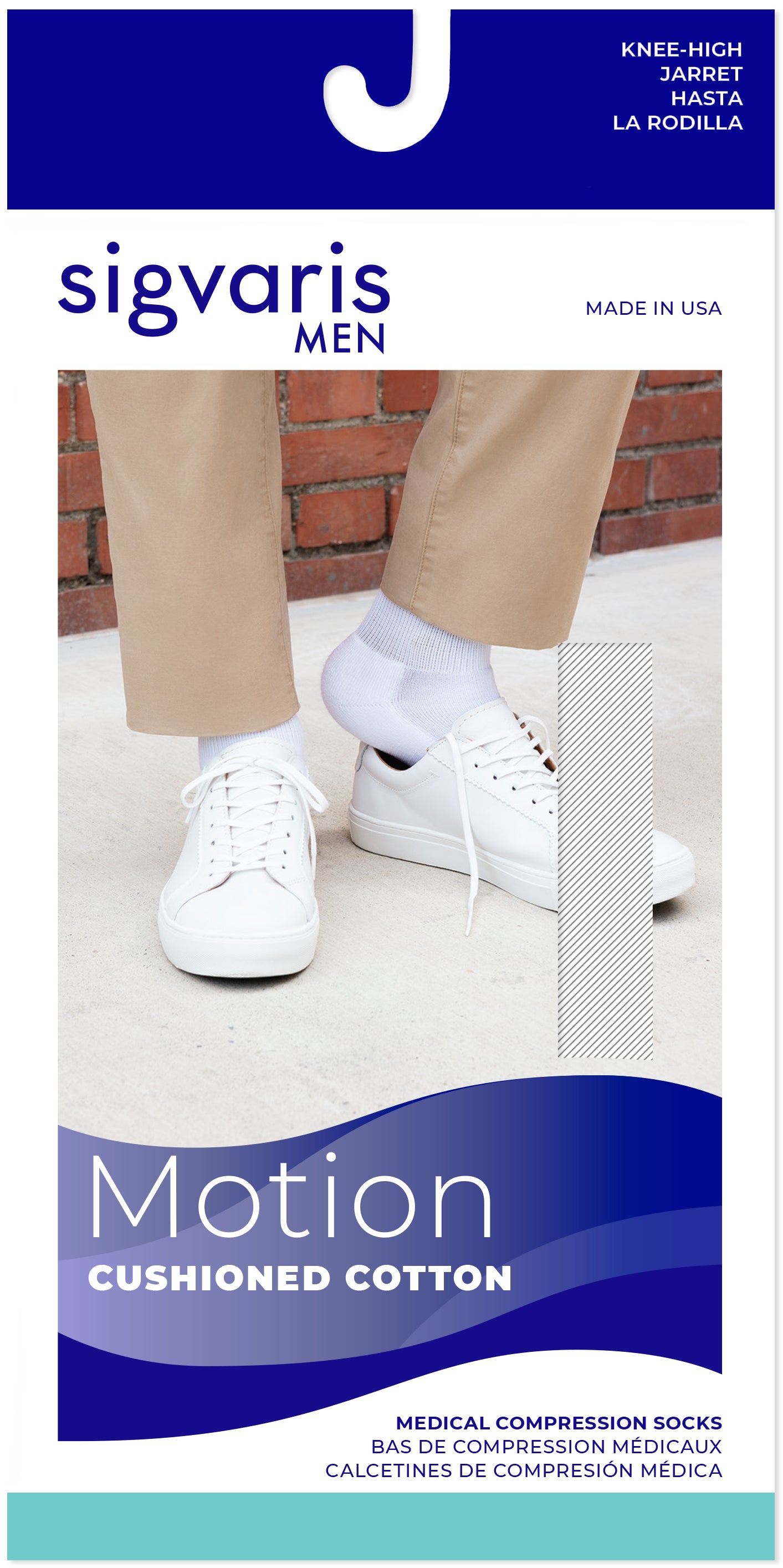 Sigvaris Men's Motion Cushioned Cotton Calf 20-30mmHg Men's Closed Toe
