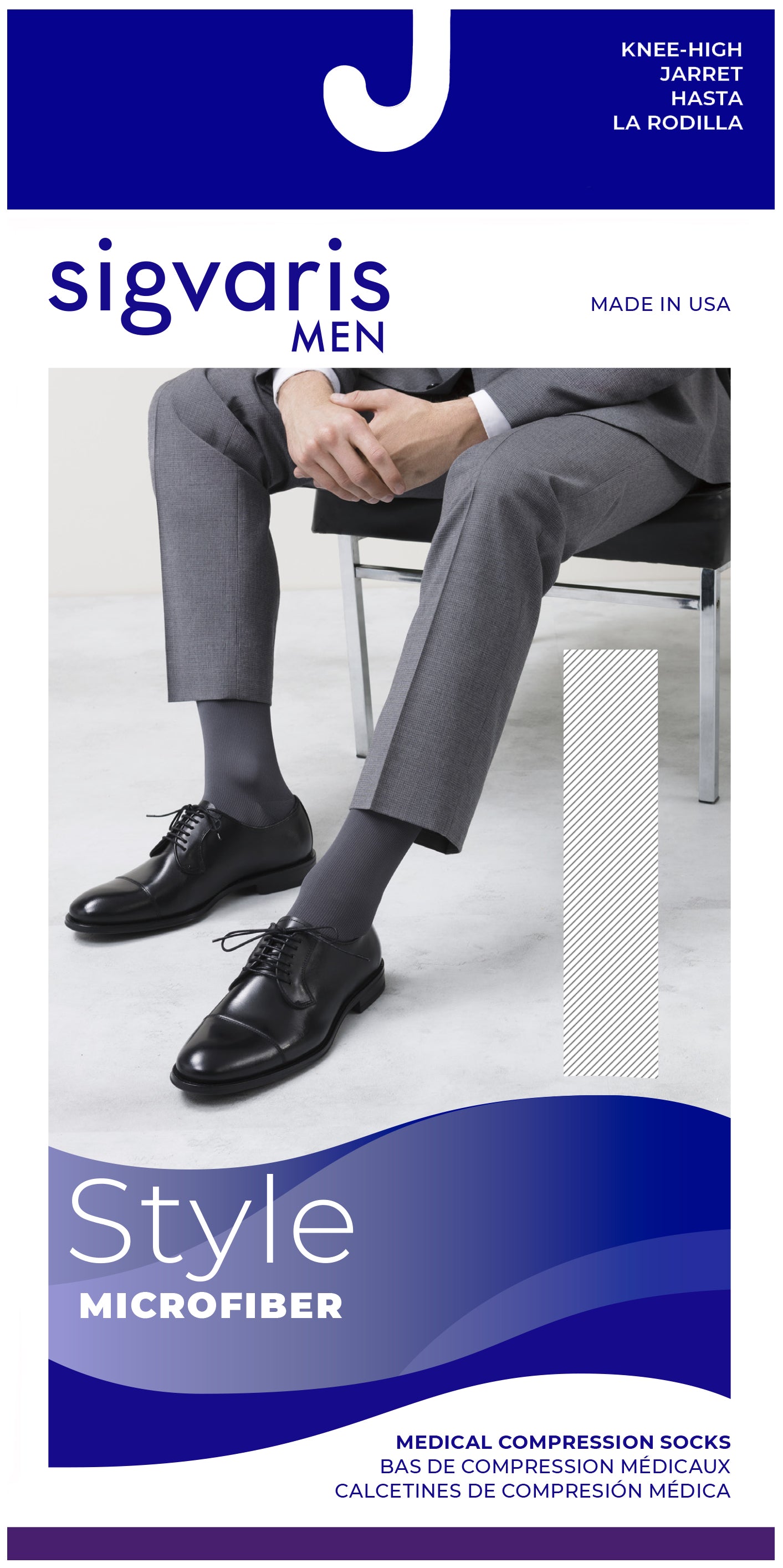 Sigvaris Men's Style Microfiber Calf 15-20mmHg Men's Closed Toe