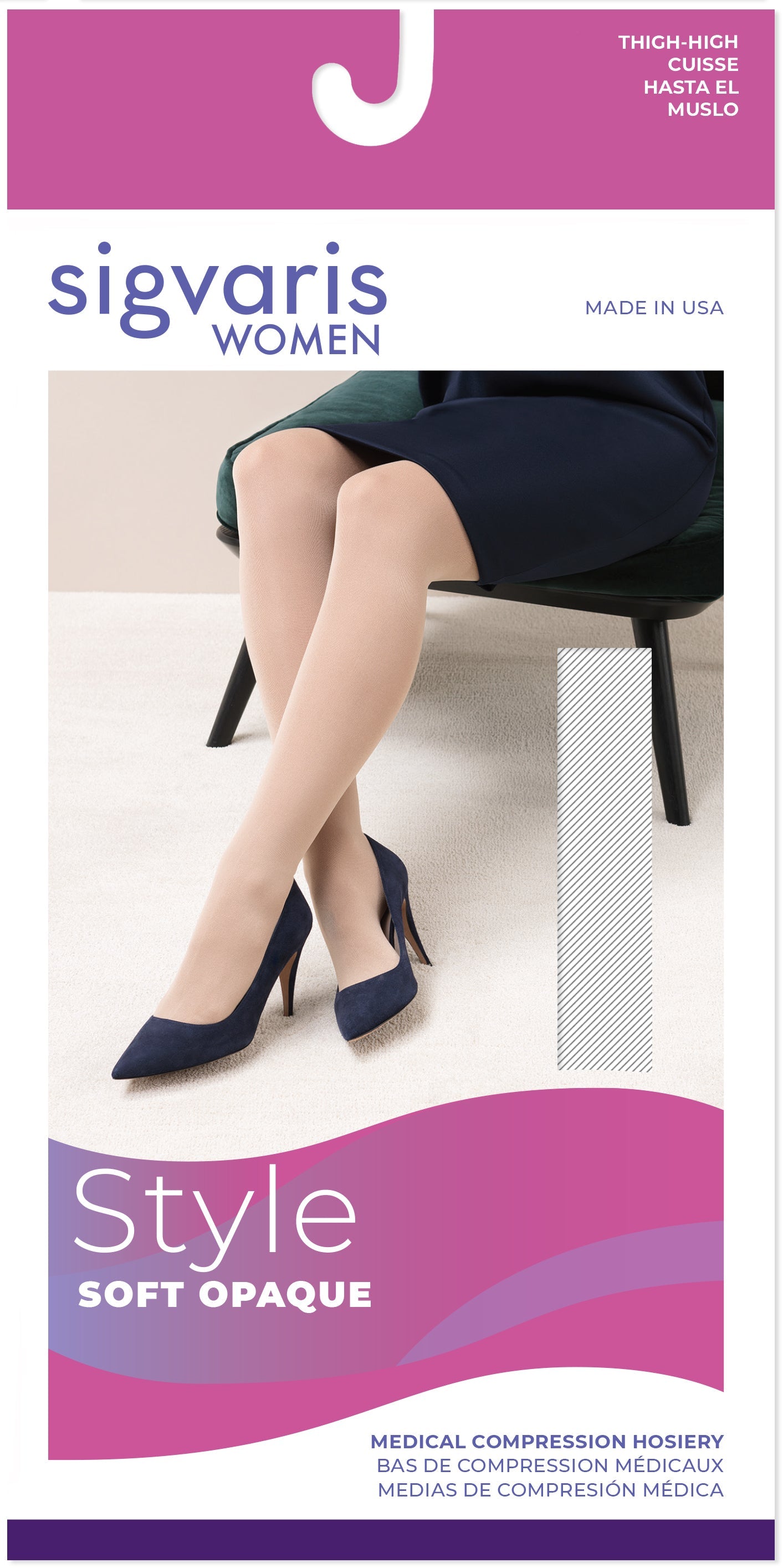 Sigvaris Women's Style Soft Opaque Thigh-High 20-30mmHg Women's Closed Toe